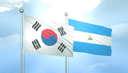 South Korea and Nicaragua Flag Together A Concept of Relations