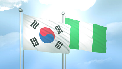 South Korea and Nigeria Flag Together A Concept of Relations