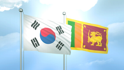 South Korea and Sri Lanka Flag Together A Concept of Relations