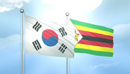 South Korea and Zimbabwe Flag Together A Concept of Relations