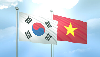 South Korea and Vietnam Flag Together A Concept of Relations