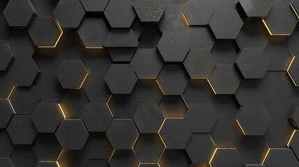 3d black hexagonal background. 3D Futuristic honeycomb mosaic black background. Abstract black of futuristic surface hexagon pattern.