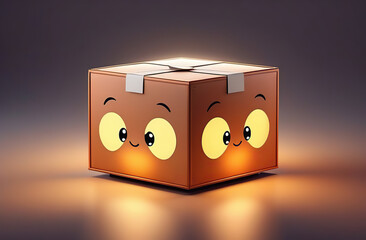 Lights box cute cartoon illustration with adorable expression isolated