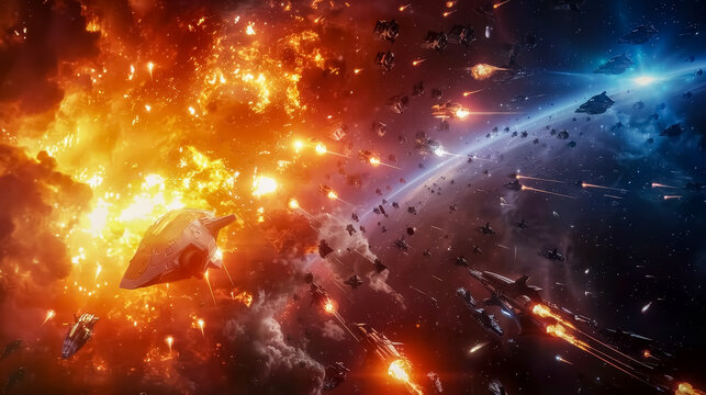 Heliography technique capturing the beauty of interstellar war battles