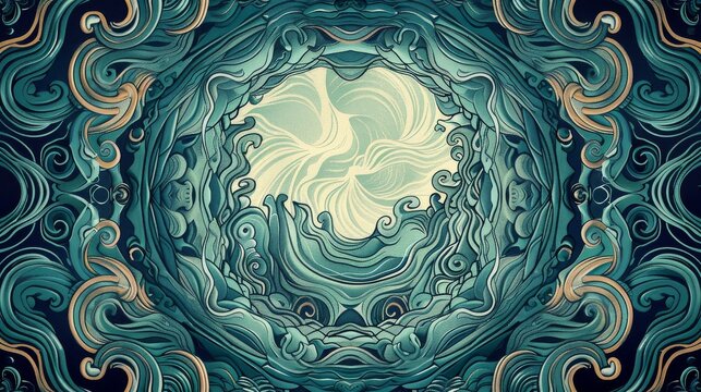 A mesmerizing swirl of intricate blue and green patterns