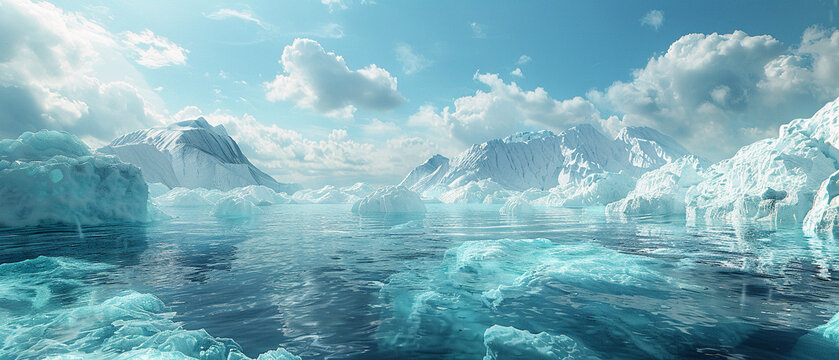 Illustrate the impact of melting polar ice caps on ecosystems and sea levels