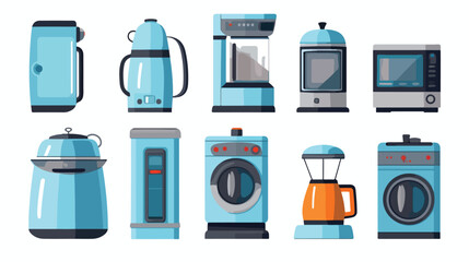 Set of different household appliances isolated on w