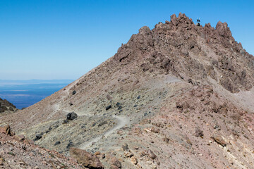 in close distance to the lassen peak with the last winding path. Lassen volcanic National park, california