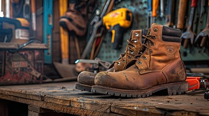 Working tools in boots  