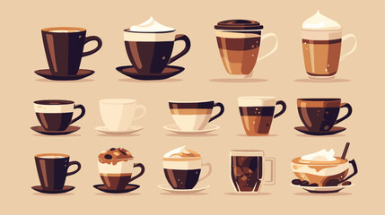 Set of different Vector Coffee cup and many kinds o
