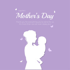 Happy Mother's Day Greeting Card an Post. Modern and Minimal Mother's Day Background with Text for Poster, Website, and Social Media Vector Illustration