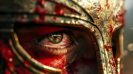 Synergistic Spartans Teams: A 3D Flat Icon Reflecting Strength and Unity in Macro Close-Up Eye Reflection on Isolated White Background