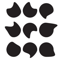  Blob shapes icon vector. Round abstract organic elements. Liquid silhouette drop icon vector. vector  illustration. Simple rounded shapes.  Organic black blob simple liquid on white background. 