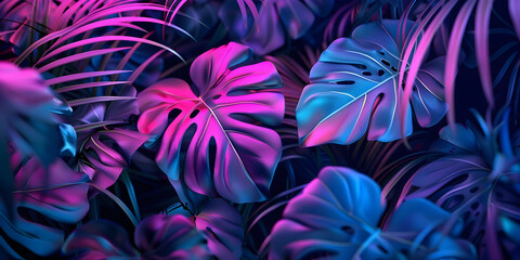 The Allure of Neon Monstera Backgrounds Glowing Greens .