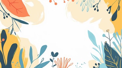spring summer leaves tree branch foliage page print design, with blank empty space for mock up message  background