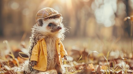 Spiky Style, Adorable Hedgehog Wearing Fashionable Outfit . Generative Ai