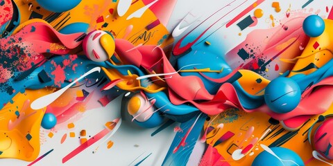 Colorful Abstract Painting on White Wall