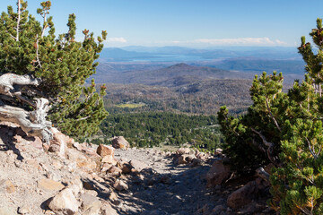 a small hiking path next to a hillside through the lassen volcanic national park, california