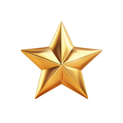 Obraz premium Golden five-pointed star icon 3D render isolated on white, transparent background PNG