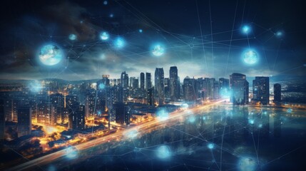 Obraz premium 5G, 6G, Big data wireless network, high speed internet, cloud computing or connect diagram technology, Data storage, service, synchronize, online, financial, Connectivity global, smart city