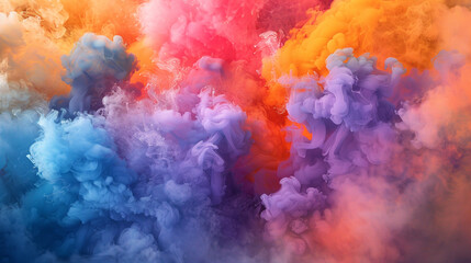 An explosion of multicolored smoke, blending together in a wild display of abstract expressionism.