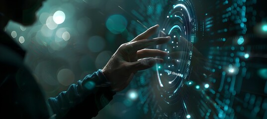 Businessman using smartphone in the style of digital social media icon on virtual screen for global network, online connection technology concept