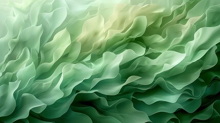 Obraz premium An abstract interpretation of green ash leaves in a seamless pattern, blending into a fluid, organic artwork.