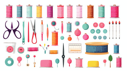 Set of different tools for needlework sewing embroi