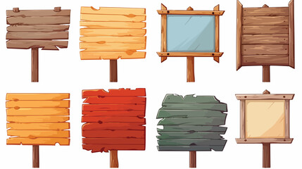Set of different wooden signboards planks pointers.