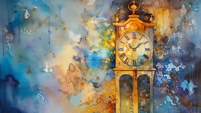 pendulum clock watercolor