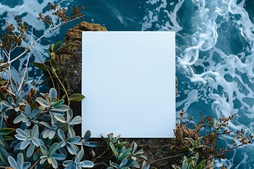 paper for photo or invitation. blank paper with a sea background. paper with a beach feel
