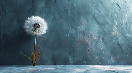 Gray dandelion seeds floating against a minimalist gray canvas, creating an abstract and contemplative visual.