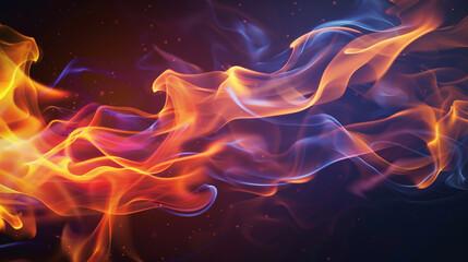 An abstract depiction of fire, with flames morphing into fluid shapes and patterns that suggest...