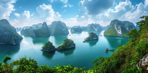 Halong Bay, Vietnam. Unesco World Heritage Site. The most popular place in Vietnam.