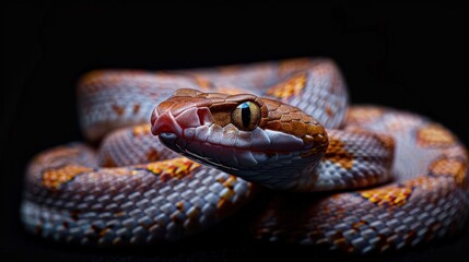 Obraz premium Snake closeup on black background