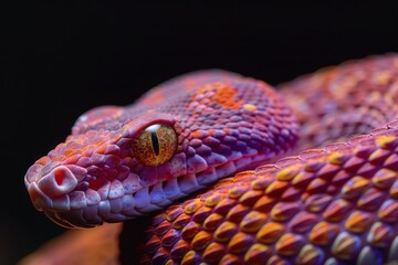 Fototapeta premium Snake closeup on black background
