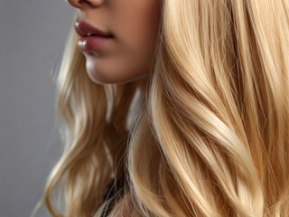 Obraz premium closeup lock Blonde white isolated hair Blond curl colours wavy smooth long natural colouring concept wellness yellow bright luxury clean shampoo female fashion 
