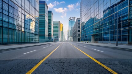 empty road and modern office buildings