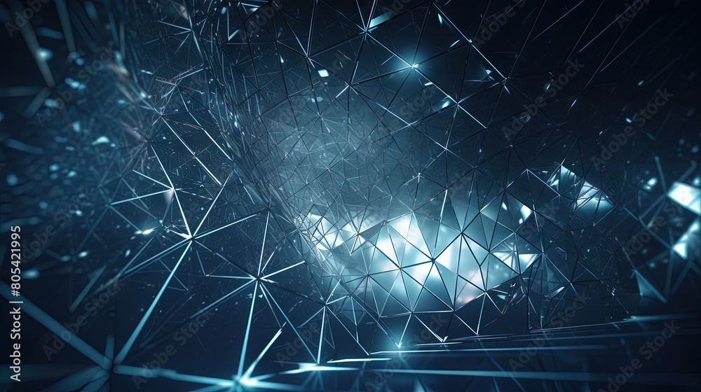 Poster Abstract background with structure of neon triangles and technology style.