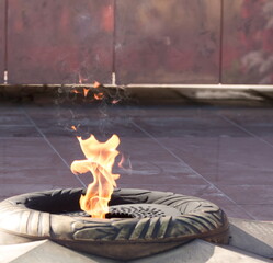 Eternal flame at the memorial to fallen soldiers in Noyabrsk