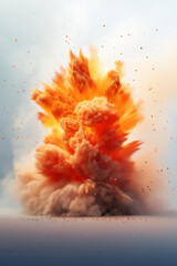 A large explosion with a lot of orange and red.