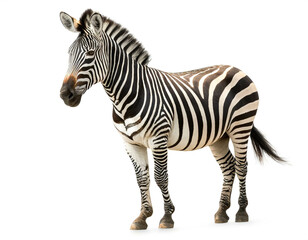 Zebra auf vier beinen isoliert auf wei&szlig;en Hintergrund, Freisteller