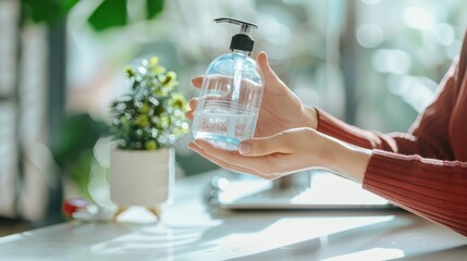 Holding Hand Sanitizer Gel for Instant Protection