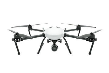 Large industrial quadcopter, close-up, on a transparent background, technology and innovation