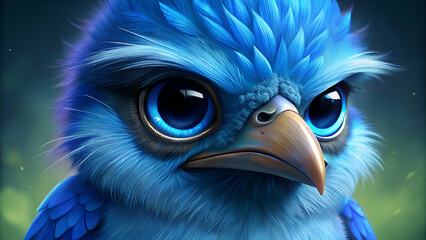 sad blue songbird's face