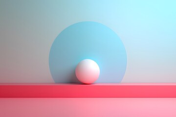 White Sphere on Pink Podium in Front of Blue Wall Minimalist Product Display