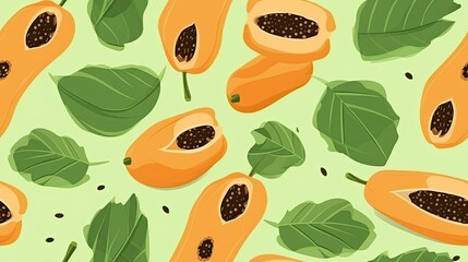 seamless pattern of exotic papayas backgrounds illustrations