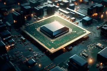Obraz premium Electronic circuit board close up.