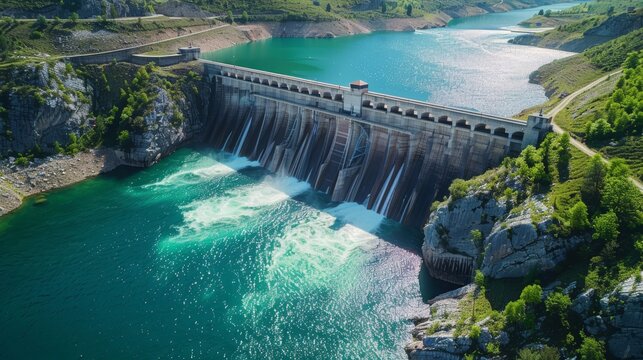 Hydropower reservoirs store water at higher elevations,  allowing for controlled release to generate electricity as needed