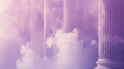Smoke gently rising in columns of soft purple and creamy white, suggesting the quiet majesty of ancient columns.